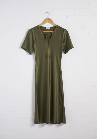 TweedySmith Ali Dress in Olive Satin